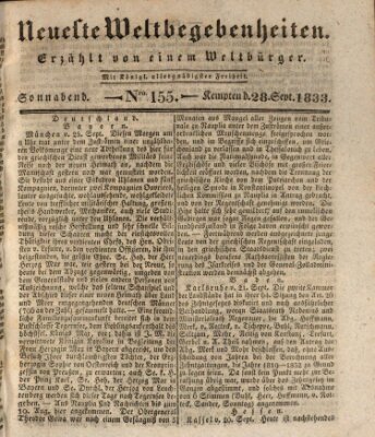 Neueste Weltbegebenheiten (Kemptner Zeitung) Samstag 28. September 1833