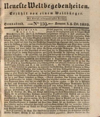 Neueste Weltbegebenheiten (Kemptner Zeitung) Samstag 5. Oktober 1833