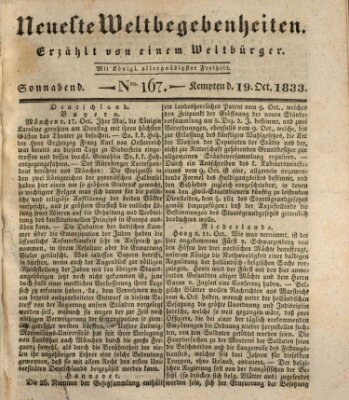 Neueste Weltbegebenheiten (Kemptner Zeitung) Samstag 19. Oktober 1833