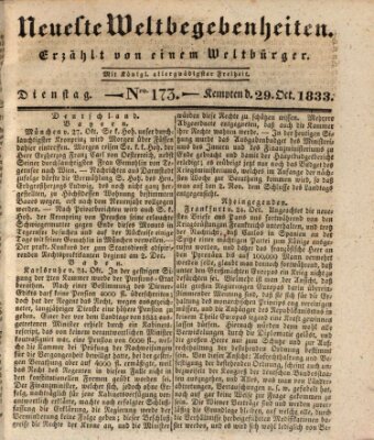 Neueste Weltbegebenheiten (Kemptner Zeitung) Dienstag 29. Oktober 1833