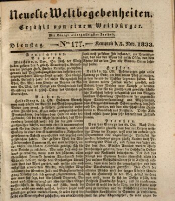 Neueste Weltbegebenheiten (Kemptner Zeitung) Dienstag 5. November 1833