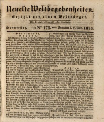 Neueste Weltbegebenheiten (Kemptner Zeitung) Donnerstag 7. November 1833