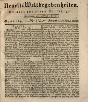 Neueste Weltbegebenheiten (Kemptner Zeitung) Sonntag 17. November 1833