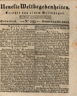 Neueste Weltbegebenheiten (Kemptner Zeitung) Samstag 14. Dezember 1833