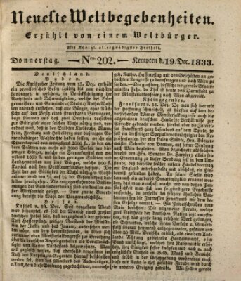 Neueste Weltbegebenheiten (Kemptner Zeitung) Donnerstag 19. Dezember 1833