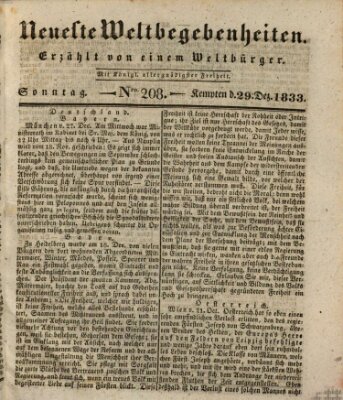 Neueste Weltbegebenheiten (Kemptner Zeitung) Sonntag 29. Dezember 1833