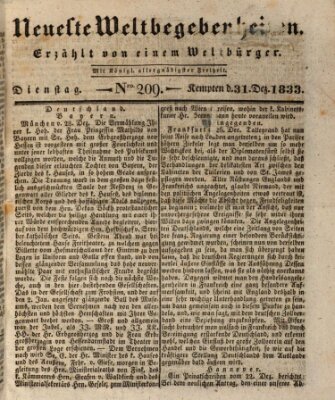 Neueste Weltbegebenheiten (Kemptner Zeitung) Dienstag 31. Dezember 1833