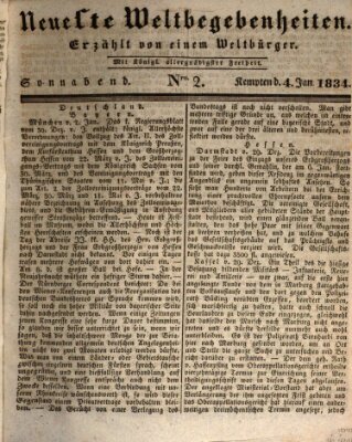 Neueste Weltbegebenheiten (Kemptner Zeitung) Samstag 4. Januar 1834