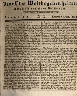 Neueste Weltbegebenheiten (Kemptner Zeitung) Sonntag 5. Januar 1834