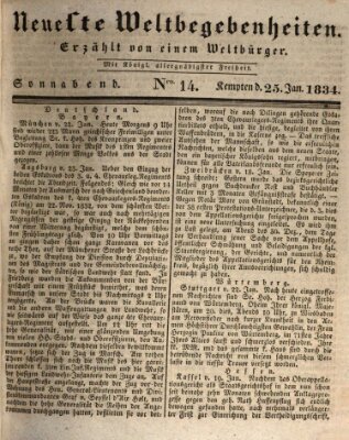 Neueste Weltbegebenheiten (Kemptner Zeitung) Samstag 25. Januar 1834