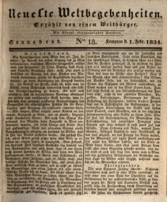 Neueste Weltbegebenheiten (Kemptner Zeitung) Samstag 1. Februar 1834