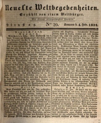 Neueste Weltbegebenheiten (Kemptner Zeitung) Dienstag 4. Februar 1834