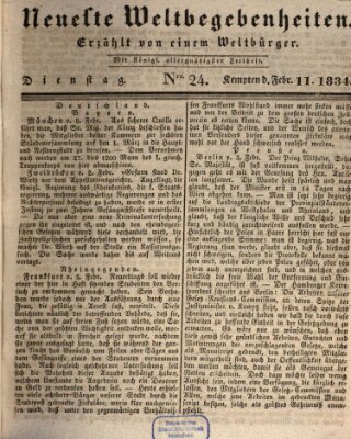 Neueste Weltbegebenheiten (Kemptner Zeitung) Dienstag 11. Februar 1834