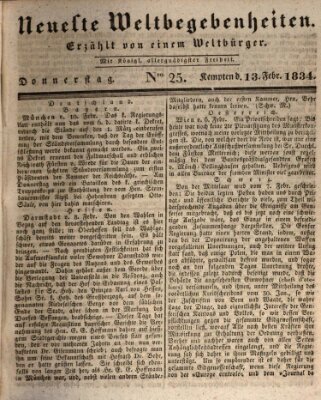 Neueste Weltbegebenheiten (Kemptner Zeitung) Donnerstag 13. Februar 1834