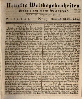 Neueste Weltbegebenheiten (Kemptner Zeitung) Dienstag 18. Februar 1834