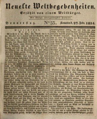 Neueste Weltbegebenheiten (Kemptner Zeitung) Donnerstag 27. Februar 1834