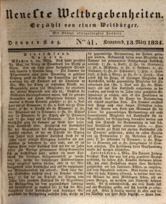 Neueste Weltbegebenheiten (Kemptner Zeitung) Donnerstag 13. März 1834