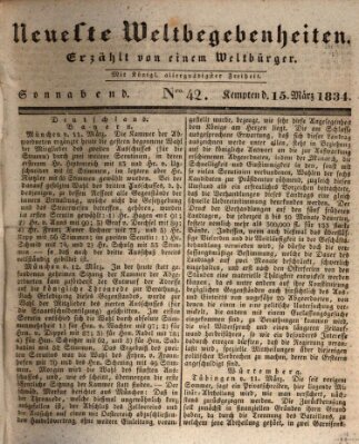 Neueste Weltbegebenheiten (Kemptner Zeitung) Samstag 15. März 1834