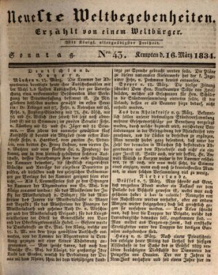 Neueste Weltbegebenheiten (Kemptner Zeitung) Sonntag 16. März 1834