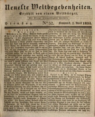 Neueste Weltbegebenheiten (Kemptner Zeitung) Dienstag 1. April 1834
