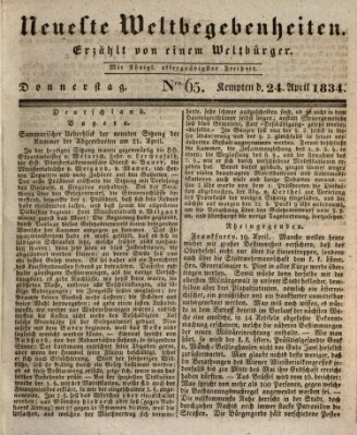 Neueste Weltbegebenheiten (Kemptner Zeitung) Donnerstag 24. April 1834