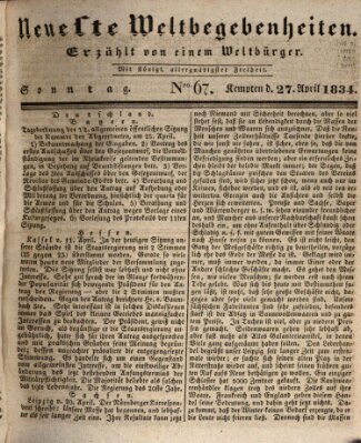 Neueste Weltbegebenheiten (Kemptner Zeitung) Sonntag 27. April 1834