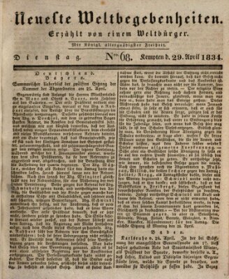 Neueste Weltbegebenheiten (Kemptner Zeitung) Dienstag 29. April 1834