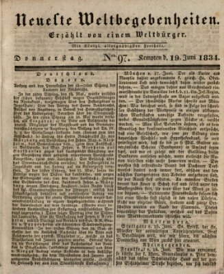 Neueste Weltbegebenheiten (Kemptner Zeitung) Donnerstag 19. Juni 1834