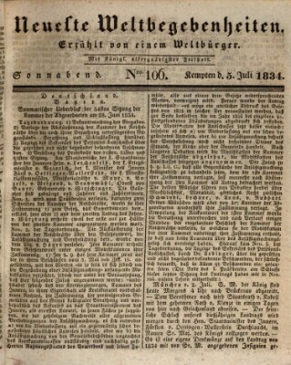 Neueste Weltbegebenheiten (Kemptner Zeitung) Samstag 5. Juli 1834