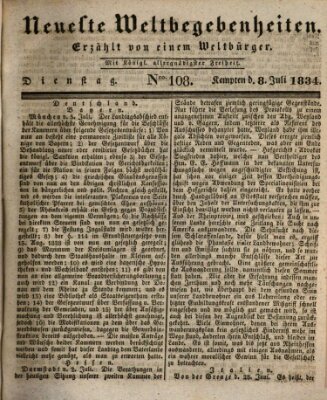 Neueste Weltbegebenheiten (Kemptner Zeitung) Dienstag 8. Juli 1834