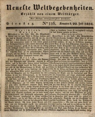 Neueste Weltbegebenheiten (Kemptner Zeitung) Dienstag 22. Juli 1834