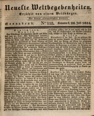 Neueste Weltbegebenheiten (Kemptner Zeitung) Samstag 26. Juli 1834