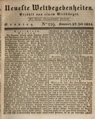 Neueste Weltbegebenheiten (Kemptner Zeitung) Sonntag 27. Juli 1834