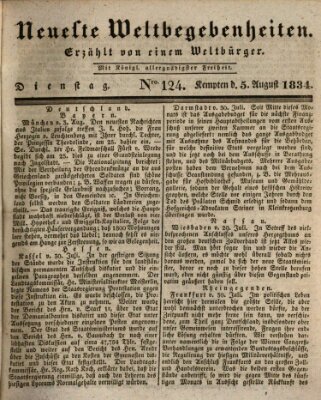 Neueste Weltbegebenheiten (Kemptner Zeitung) Dienstag 5. August 1834