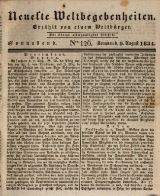 Neueste Weltbegebenheiten (Kemptner Zeitung) Samstag 9. August 1834