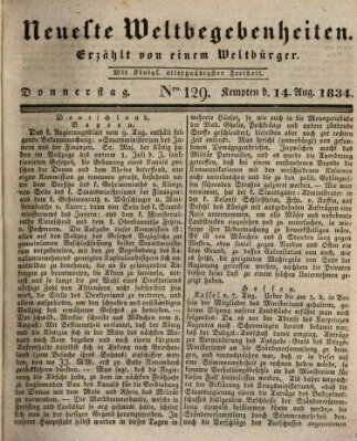 Neueste Weltbegebenheiten (Kemptner Zeitung) Donnerstag 14. August 1834