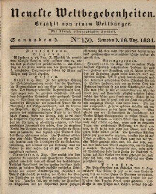 Neueste Weltbegebenheiten (Kemptner Zeitung) Samstag 16. August 1834