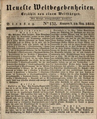 Neueste Weltbegebenheiten (Kemptner Zeitung) Dienstag 19. August 1834