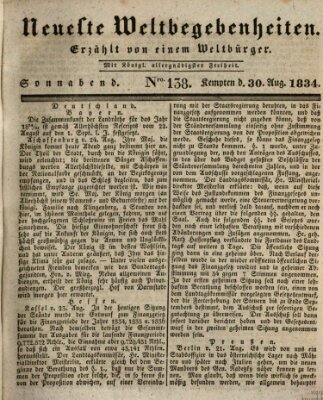 Neueste Weltbegebenheiten (Kemptner Zeitung) Samstag 30. August 1834