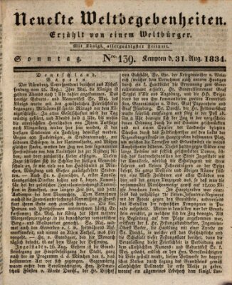 Neueste Weltbegebenheiten (Kemptner Zeitung) Sonntag 31. August 1834