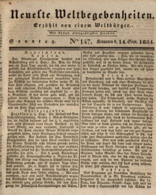 Neueste Weltbegebenheiten (Kemptner Zeitung) Sonntag 14. September 1834