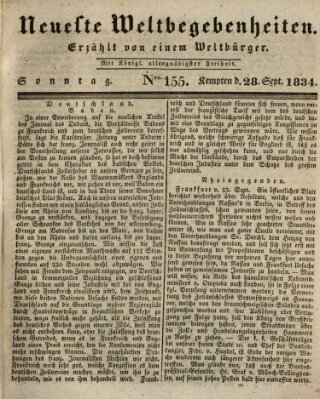 Neueste Weltbegebenheiten (Kemptner Zeitung) Sonntag 28. September 1834