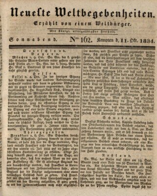 Neueste Weltbegebenheiten (Kemptner Zeitung) Samstag 11. Oktober 1834