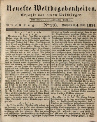 Neueste Weltbegebenheiten (Kemptner Zeitung) Dienstag 4. November 1834