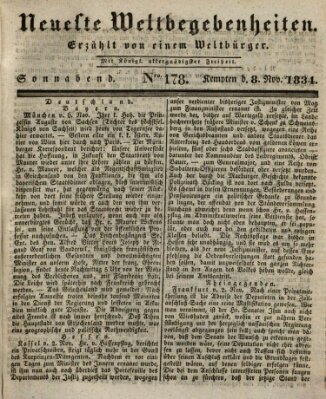 Neueste Weltbegebenheiten (Kemptner Zeitung) Samstag 8. November 1834