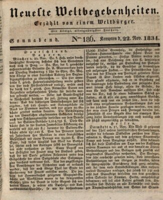 Neueste Weltbegebenheiten (Kemptner Zeitung) Samstag 22. November 1834