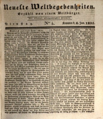 Neueste Weltbegebenheiten (Kemptner Zeitung) Dienstag 6. Januar 1835