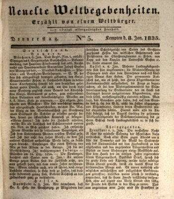 Neueste Weltbegebenheiten (Kemptner Zeitung) Donnerstag 8. Januar 1835