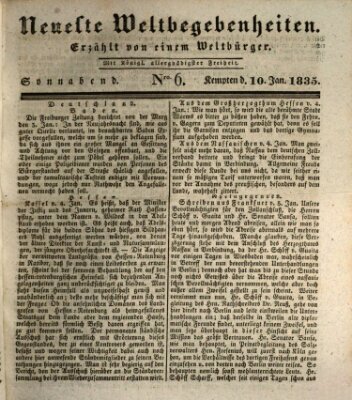 Neueste Weltbegebenheiten (Kemptner Zeitung) Samstag 10. Januar 1835