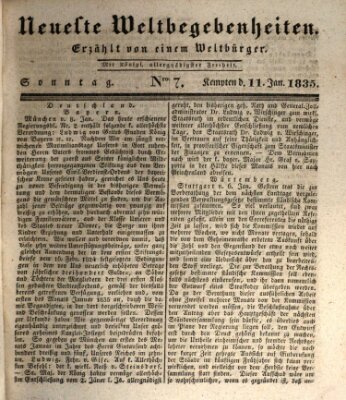 Neueste Weltbegebenheiten (Kemptner Zeitung) Sonntag 11. Januar 1835